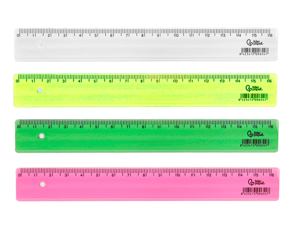 REGLE LIDERPAPEL PLASTIQUE 16 CM COLORIS ASSORTIS POT 100 UNITES