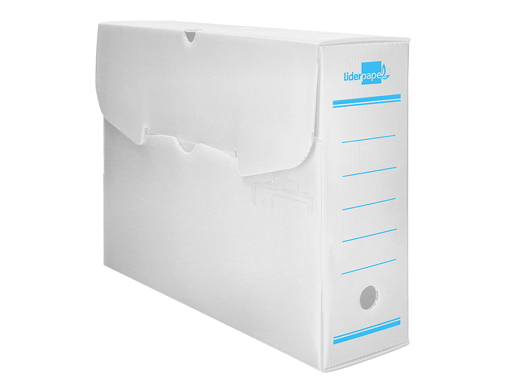 BOITE A ARCHIVES LIDERPAPEL POLYPROPYLENE ONDULE DOS 100MM 360X100X260MM COLORIS BLANC