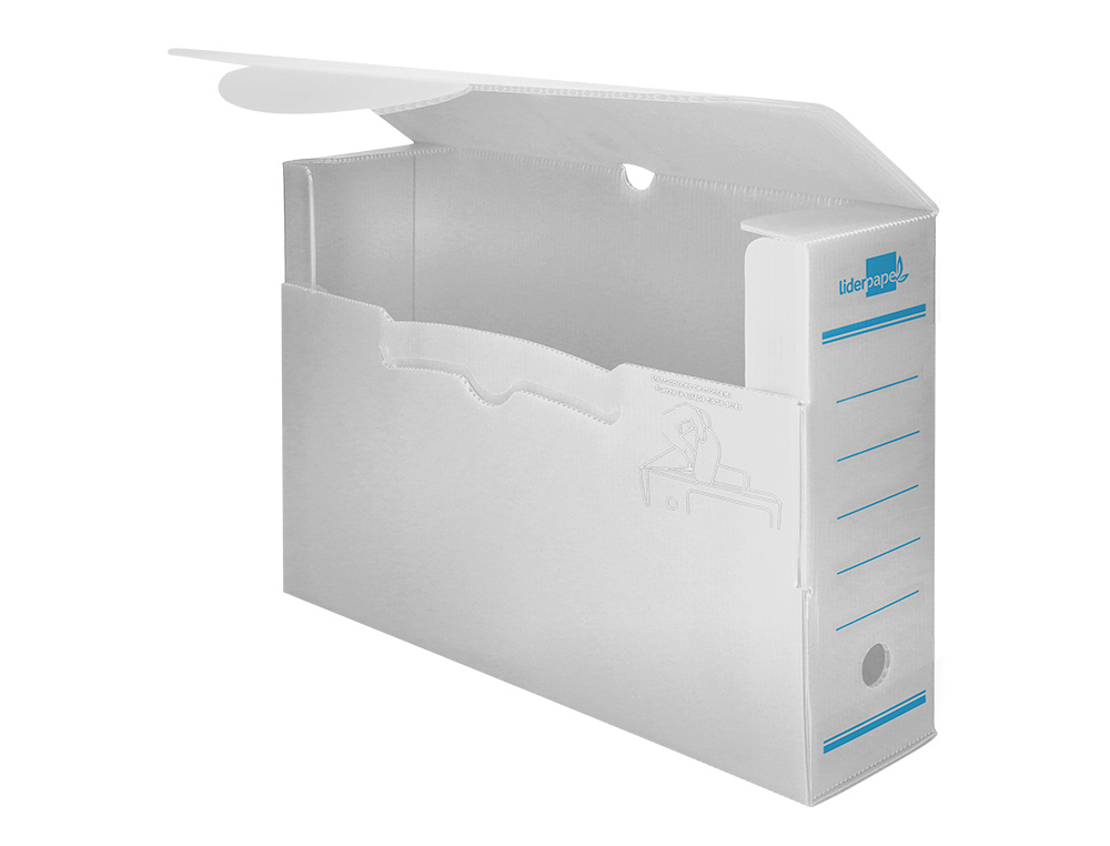 BOITE A ARCHIVES LIDERPAPEL POLYPROPYLENE ONDULE DOS 100MM 360X100X260MM COLORIS BLANC
