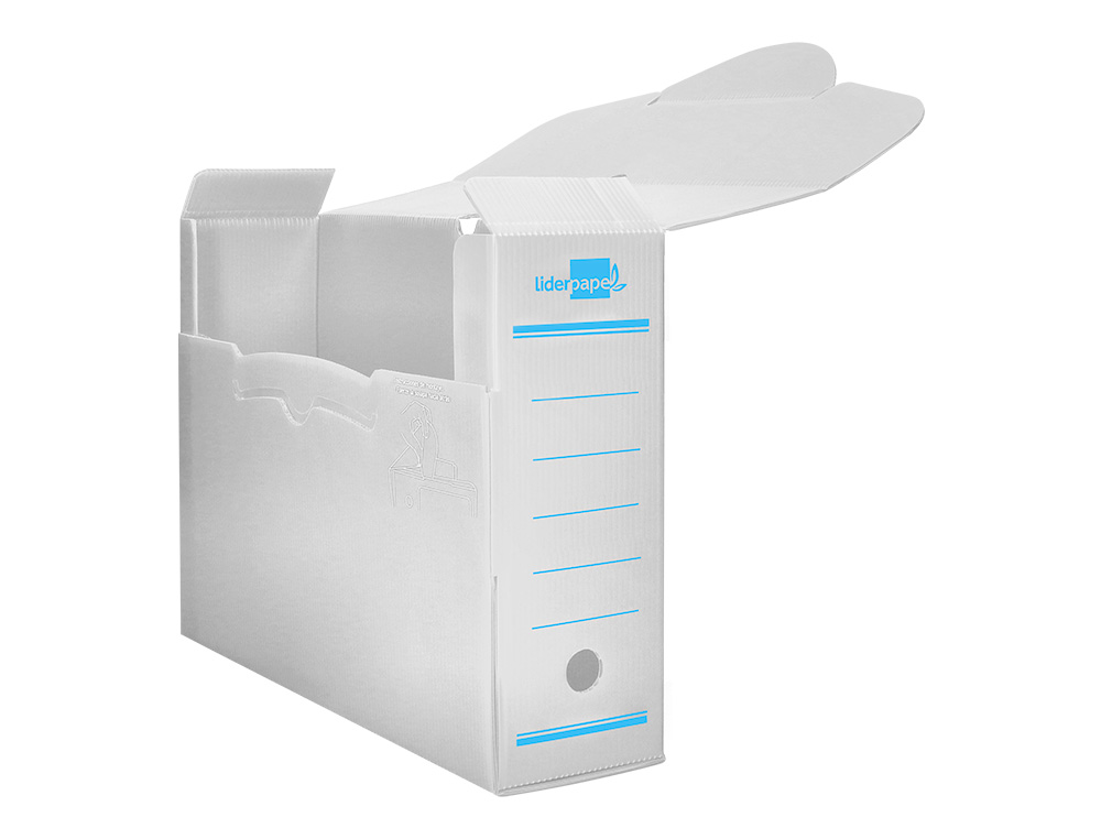 BOITE A ARCHIVES LIDERPAPEL POLYPROPYLENE ONDULE DOS 100MM 360X100X260MM COLORIS BLANC