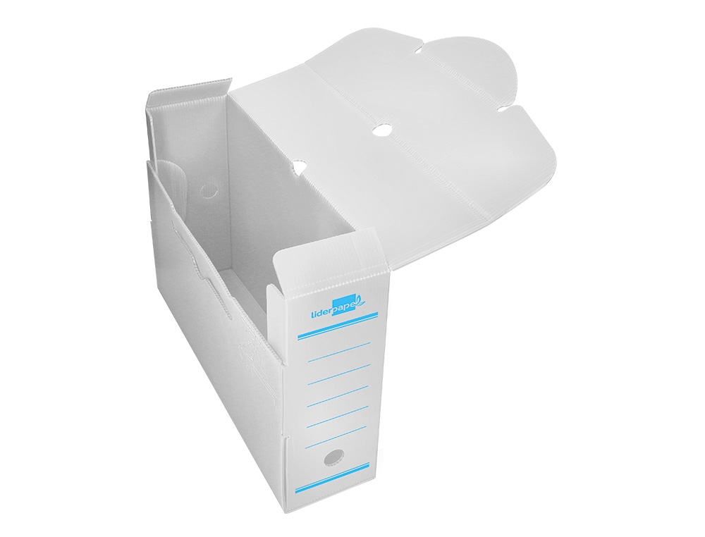 BOITE A ARCHIVES LIDERPAPEL POLYPROPYLENE ONDULE DOS 100MM 360X100X260MM COLORIS BLANC