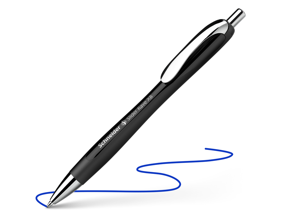 STYLO-BILLE SCHNEIDER SLIDER RAVE XB BLACK EDITION         VISCOGLIDE TRAIT EXTRA LARGE  ENCRE BLEUE COLORIS NOIR