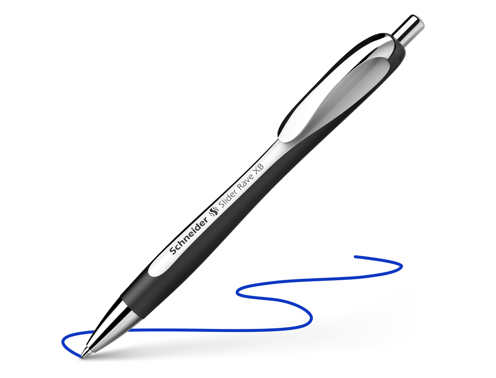STYLO-BILLE SCHNEIDER SLIDER RAVE XB BLACK EDITION VISCOGLIDE TRAIT EXTRA LARGE ENCRE BLEUE COLORIS