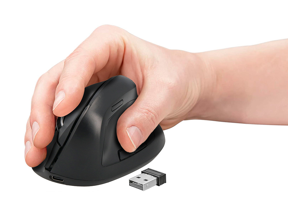 SOURIS Q-CONNECT OPTIQUE SANS FIL ERGONOMIQUE VERTICAL DPI  800/1200/1600 BATTERIE        RECHARGEABLE COLORIS NOIR