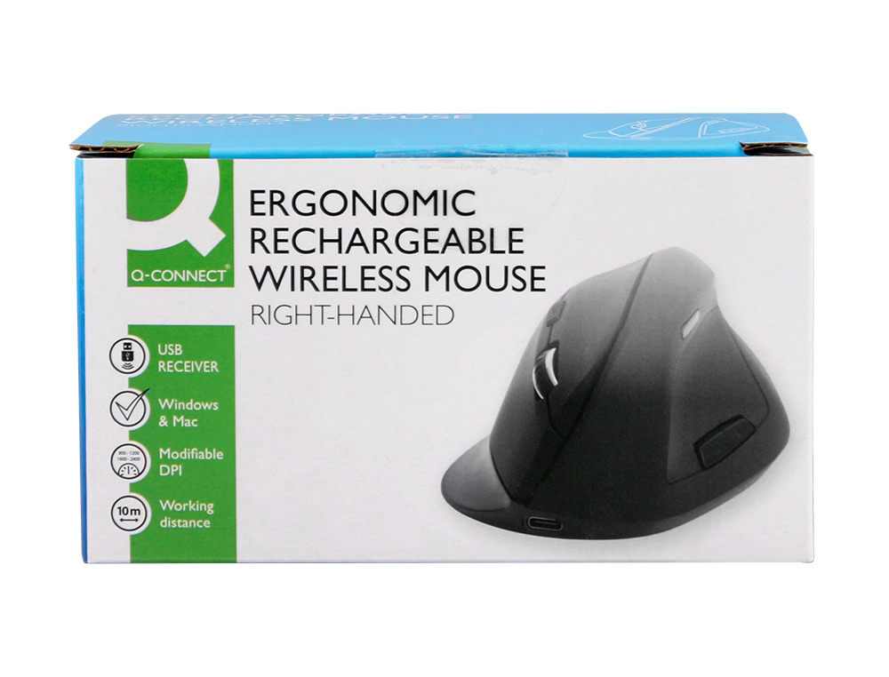 SOURIS Q-CONNECT OPTIQUE SANS FIL ERGONOMIQUE VERTICAL DPI  800/1200/1600 BATTERIE        RECHARGEABLE COLORIS NOIR
