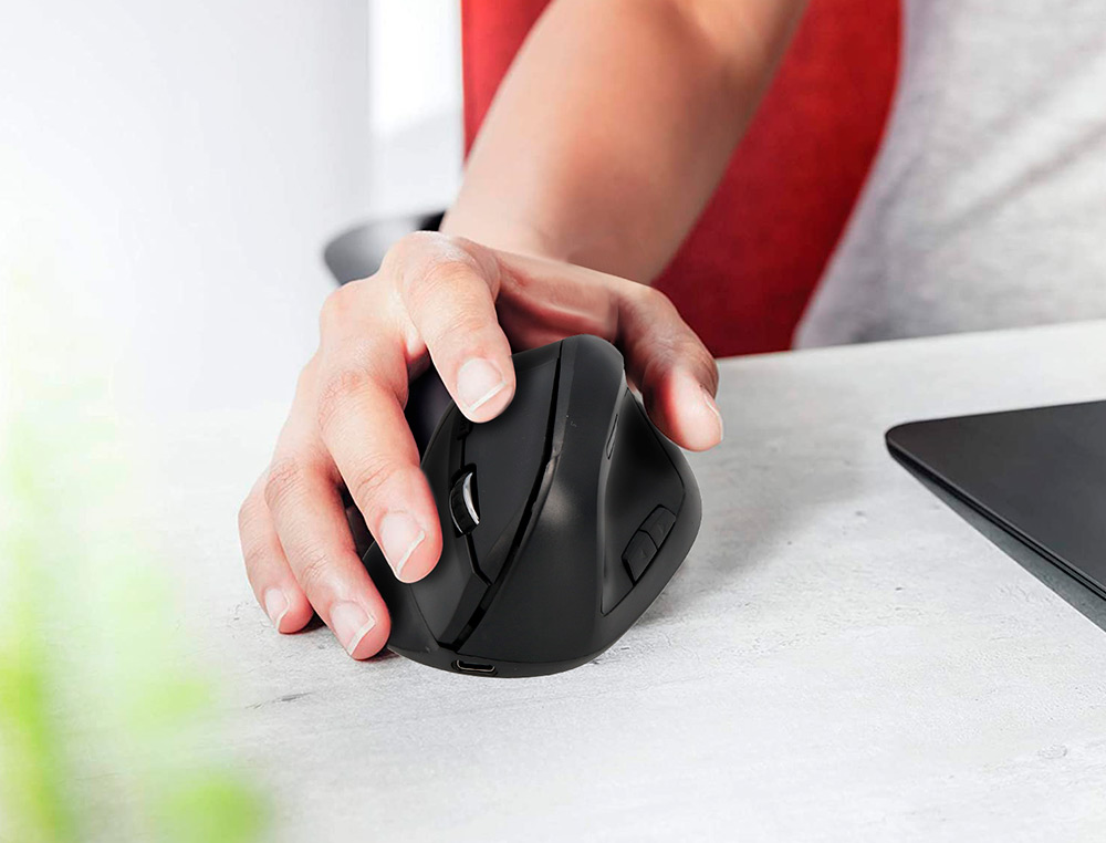 SOURIS Q-CONNECT OPTIQUE SANS FIL ERGONOMIQUE VERTICAL DPI  800/1200/1600 BATTERIE        RECHARGEABLE COLORIS NOIR