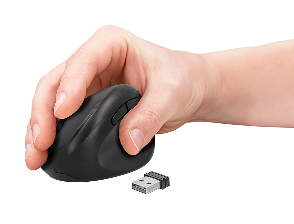 SOURIS Q-CONNECT OPTIQUE SANS FIL ERGONOMIQUE VERTICAL DPI  800/1200/1600 PILES AA        COLORIS NOIR