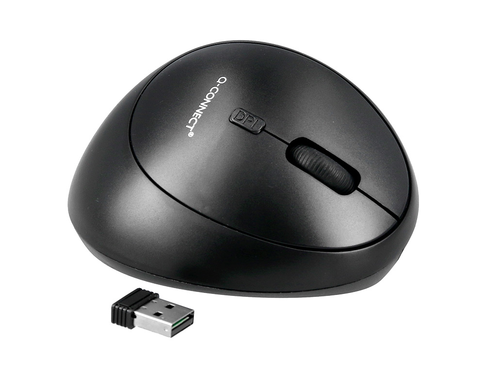 SOURIS Q-CONNECT OPTIQUE SANS FIL ERGONOMIQUE VERTICAL DPI  800/1200/1600 PILES AA        COLORIS NOIR