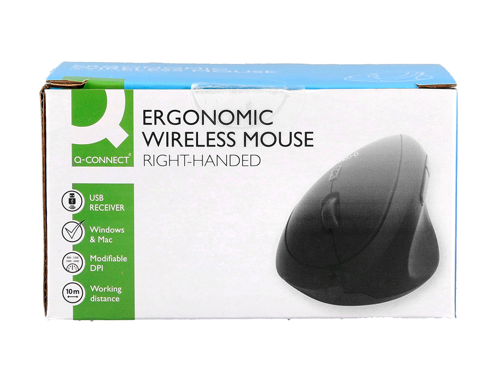 SOURIS Q-CONNECT OPTIQUE SANS FIL ERGONOMIQUE VERTICAL DPI  800/1200/1600 PILES AA        COLORIS NOIR