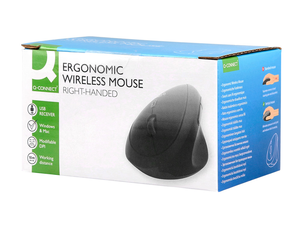 SOURIS Q-CONNECT OPTIQUE SANS FIL ERGONOMIQUE VERTICAL DPI  800/1200/1600 PILES AA        COLORIS NOIR