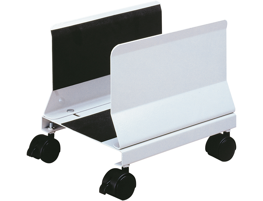 SUPPORT Q-CONNECT UNITÉ CENTRALE MÉTAL SOLIDE LARGEUR RÉGLABLE 132/220MM ROULETTES FREINS