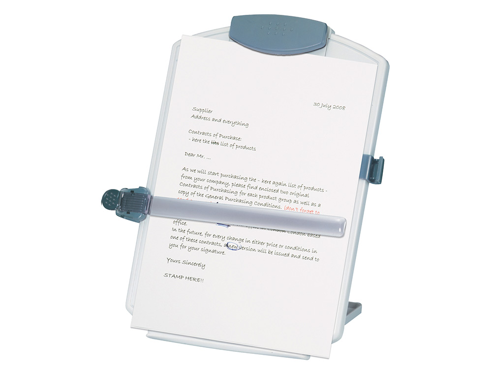 PORTE-COPIES Q-CONNECT VERTICAL INCLINAISON RÉGLABLE RÈGLE DE LECTURE PORTE-STYLO PINCE CÔTÉ FORMAT A4 336X164X433MM