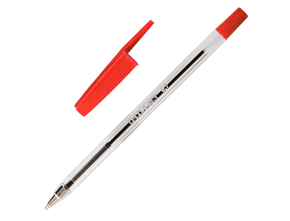 STYLO-BILLE Q-CONNECT ÉCRITURE MOYENNE 0.7MM ENCRE CLASSIQUE BILLE INDÉFORMABLE CAPUCHON COULEUR ENCRE ROUGE