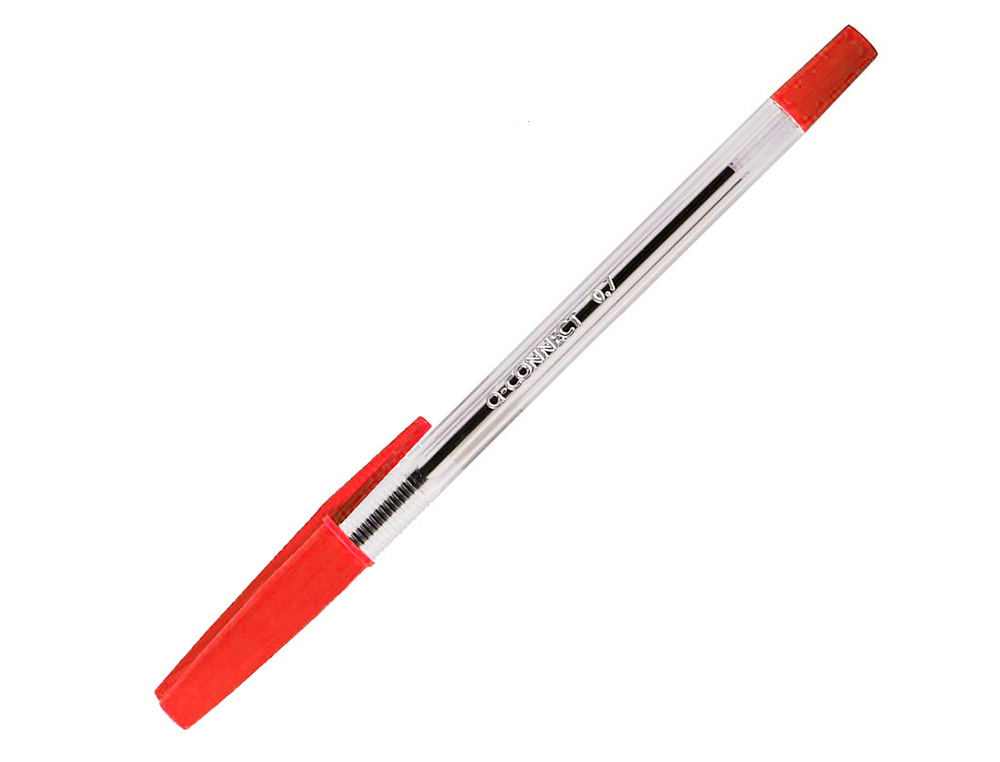 STYLO-BILLE Q-CONNECT ÉCRITURE MOYENNE 0.7MM ENCRE CLASSIQUE BILLE INDÉFORMABLE CAPUCHON COULEUR ENCRE ROUGE