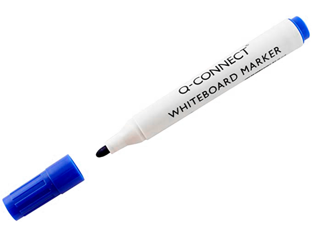 MARQUEUR Q-CONNECT TABLEAU BLANC POINTE OGIVE TRACÉ 2/3MM CORPS PLASTIQUE ENCRE BASE ALCOHOL COLORIS BLEU