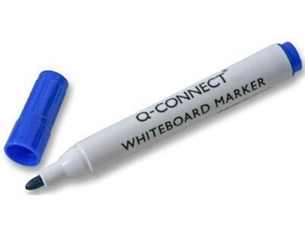 MARQUEUR Q-CONNECT TABLEAU BLANC POINTE OGIVE TRACÉ 2/3MM CORPS PLASTIQUE ENCRE BASE ALCOHOL COLORIS BLEU