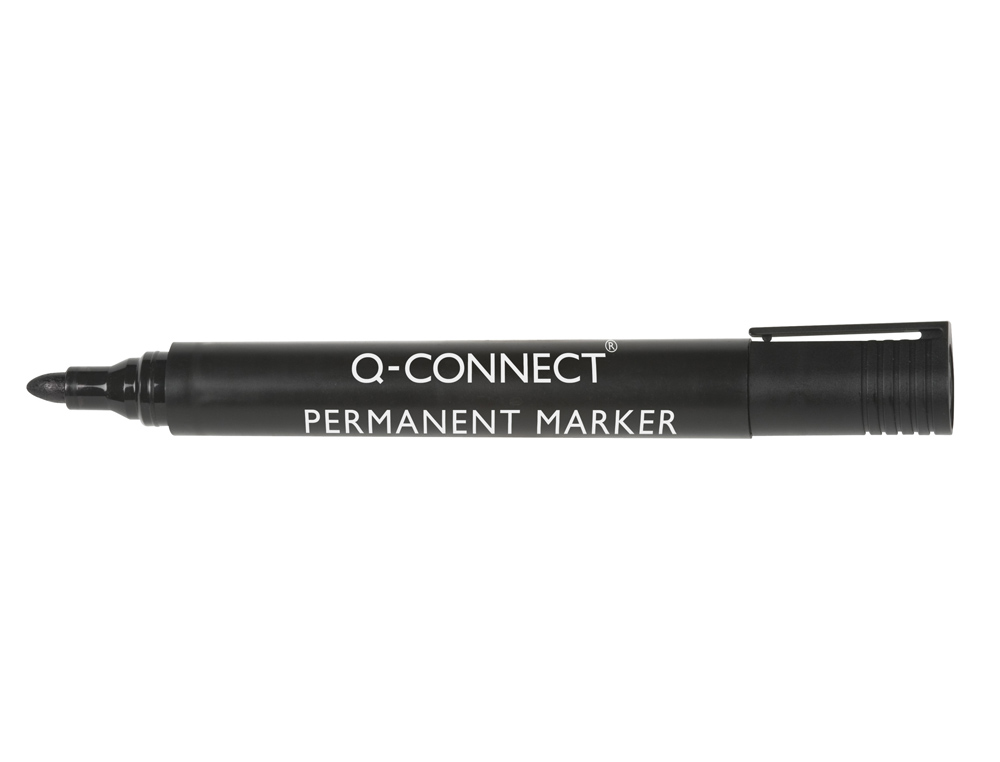 MARQUEUR Q-CONNECT PERMANENT POINTE OGIVE TRACÉ 3MM RÉSISTANTE CORPS PLASTIQUE COLORIS NOIR