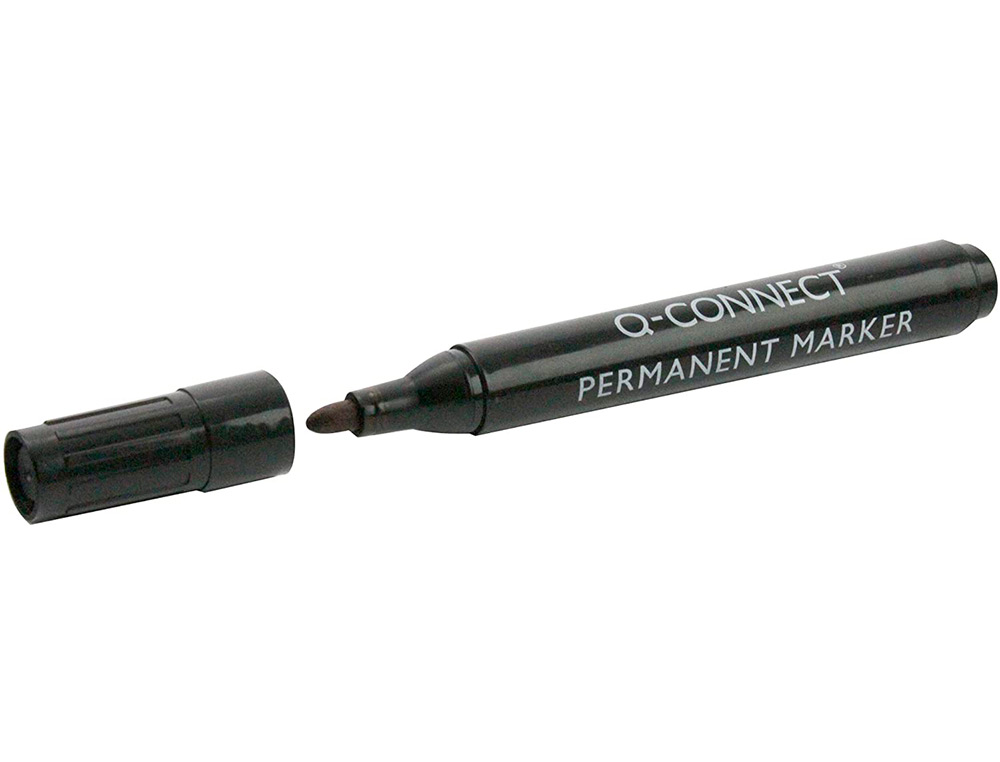 MARQUEUR Q-CONNECT PERMANENT POINTE OGIVE TRACÉ 3MM RÉSISTANTE CORPS PLASTIQUE COLORIS NOIR