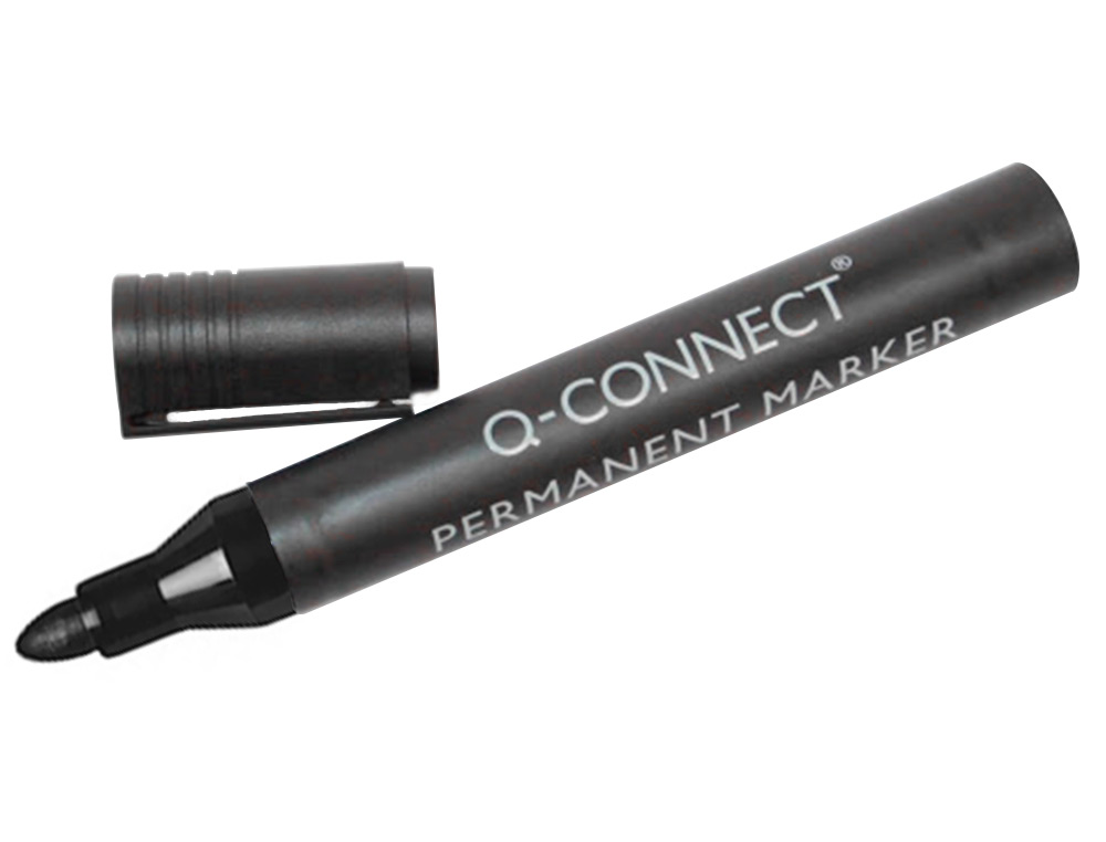 MARQUEUR Q-CONNECT PERMANENT POINTE OGIVE TRACÉ 3MM RÉSISTANTE CORPS PLASTIQUE COLORIS NOIR