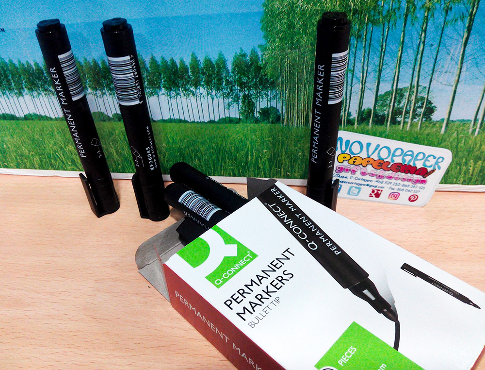 MARQUEUR Q-CONNECT PERMANENT POINTE OGIVE TRACÉ 3MM RÉSISTANTE CORPS PLASTIQUE COLORIS NOIR