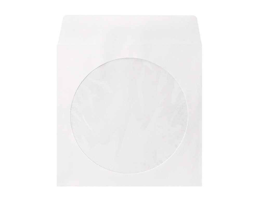POCHETTE CD/DVD Q-CONNECT PAPIER FENÊTRE RABAT AUTO-ADHÉSIF COLORIS BLANC PAQUET 50 UNITÉS