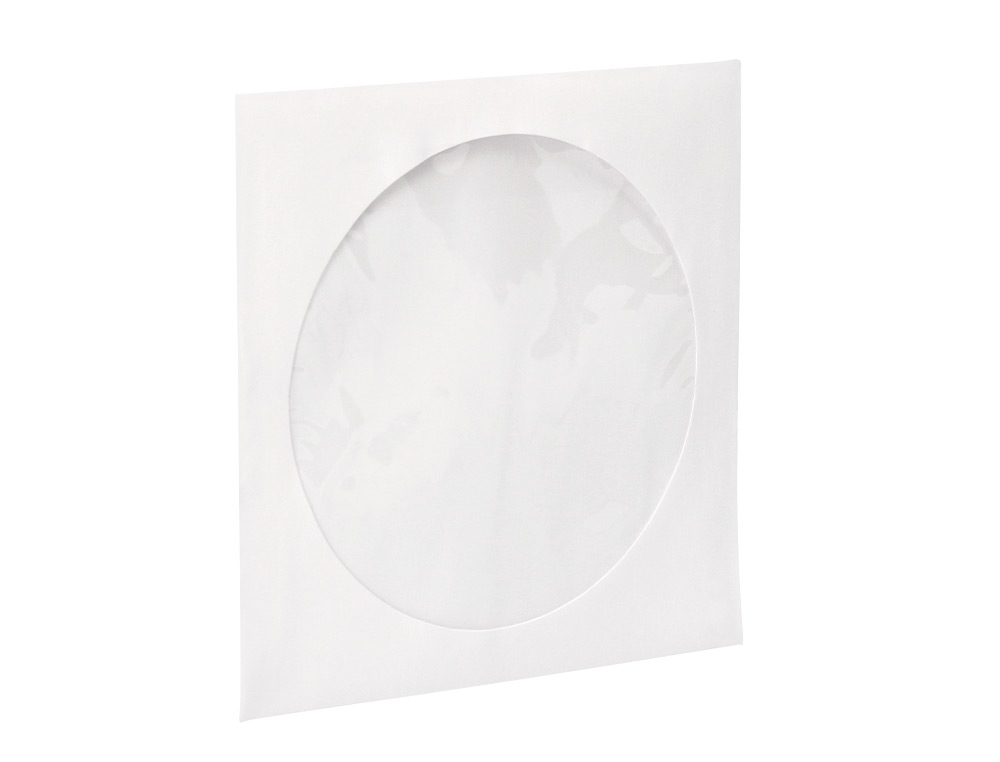 POCHETTE CD/DVD Q-CONNECT PAPIER FENÊTRE RABAT AUTO-ADHÉSIF COLORIS BLANC PAQUET 50 UNITÉS