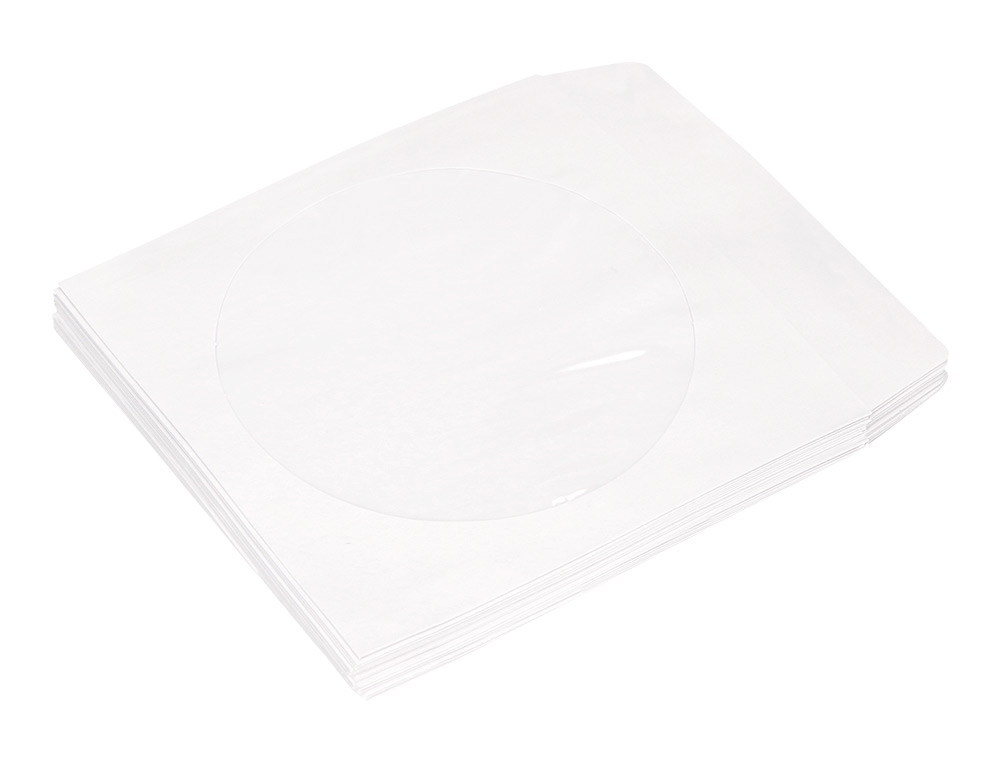 POCHETTE CD/DVD Q-CONNECT PAPIER FENÊTRE RABAT AUTO-ADHÉSIF COLORIS BLANC PAQUET 50 UNITÉS