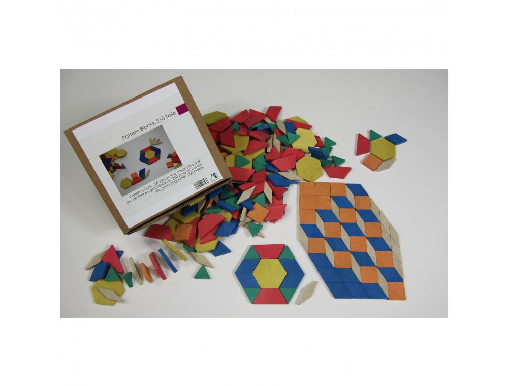 LOT DE GEOMOSAIC BLOCS WISSNER PIECES GEOMETRIQUES 6 FORMES ET 6 COULEURS 250      PIECES 6 COLORIS ASSORTIS