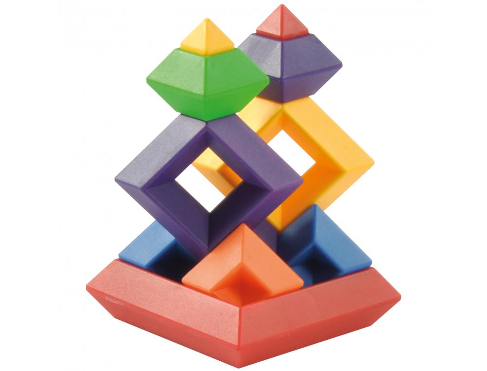 SET DE CONSTRUCTION PYRAMIDE EDUPLAY PUZZLE LES ANGLES SE  JUXTAPOSENT 12 PYRAMIDES DE 5 ELEMENTS 6 COLORIS