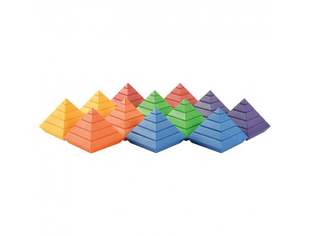 SET DE CONSTRUCTION PYRAMIDE EDUPLAY PUZZLE LES ANGLES SE  JUXTAPOSENT 12 PYRAMIDES DE 5 ELEMENTS 6 COLORIS