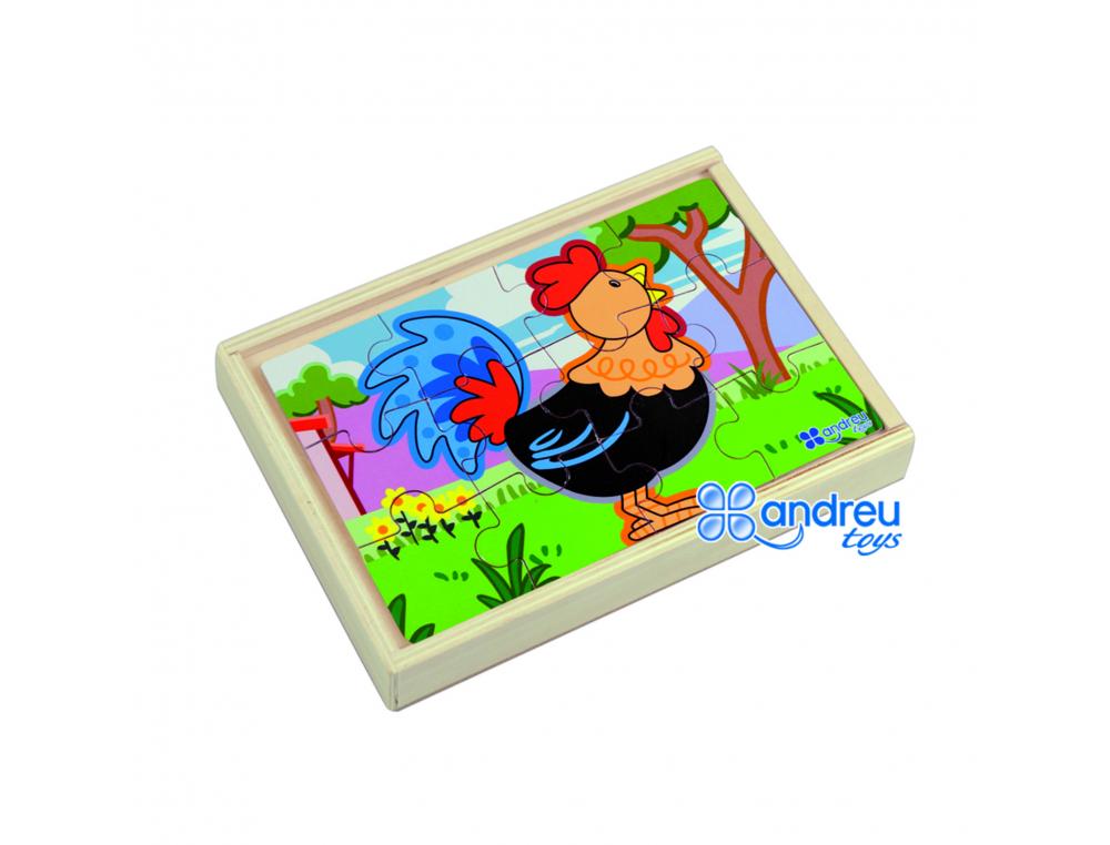 PUZZLE EN BOIS SANS CADRE PANORAMIC FERME 4 PUZZLES INDIVIDUELS EMBOITABLES DE 12 PIECES CHACUN