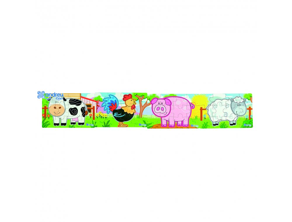 PUZZLE EN BOIS SANS CADRE PANORAMIC FERME 4 PUZZLES INDIVIDUELS EMBOITABLES DE 12 PIECES CHACUN