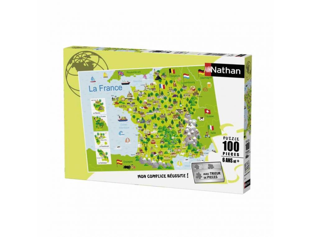 PUZZLES CARTE DE FRANCE NATHAN CARTE DE FRANCE        ILLUSTREE 100 PIECES