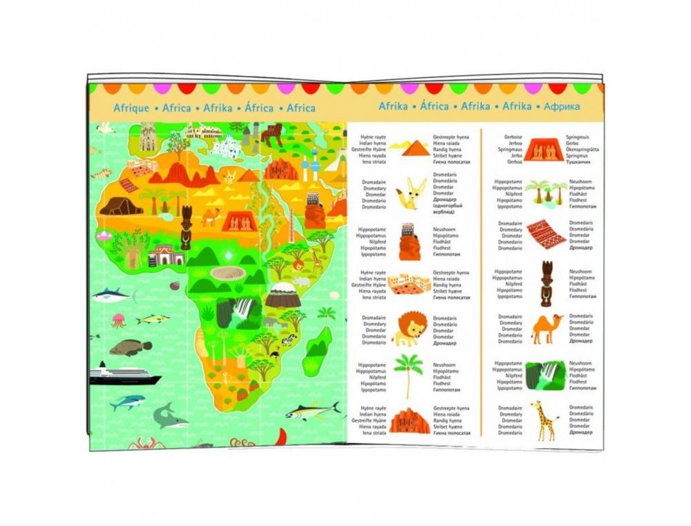 PUZZLES CARTES DU MONDE DJECO TOUR DU MONDE 200 PIECES 1 POSTER MODELE ET 1 LIVRET