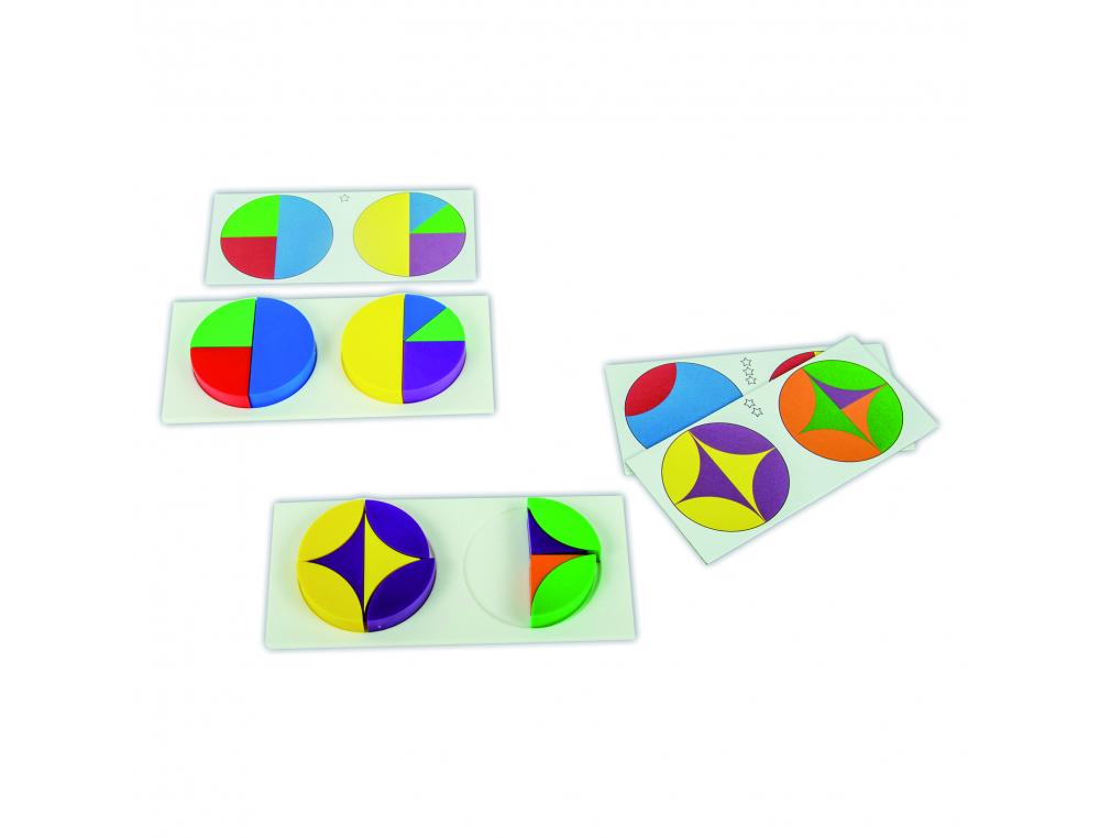 SYMETRIE ET SPATIALISATION ROLF CIRCLE GAME 6 FORMES ET  6 COLORIS 294 PIECES 24       CARTES MODELES 12 SUPPORTS