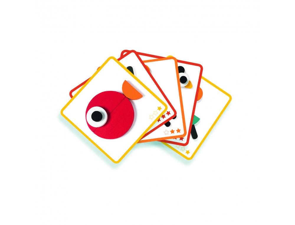 JEUX D ASSOCIATION DES FORMES ET DES COULEURS DJECO ZE      GEOANIMO 30 PIECES ET CARTES  MODELES