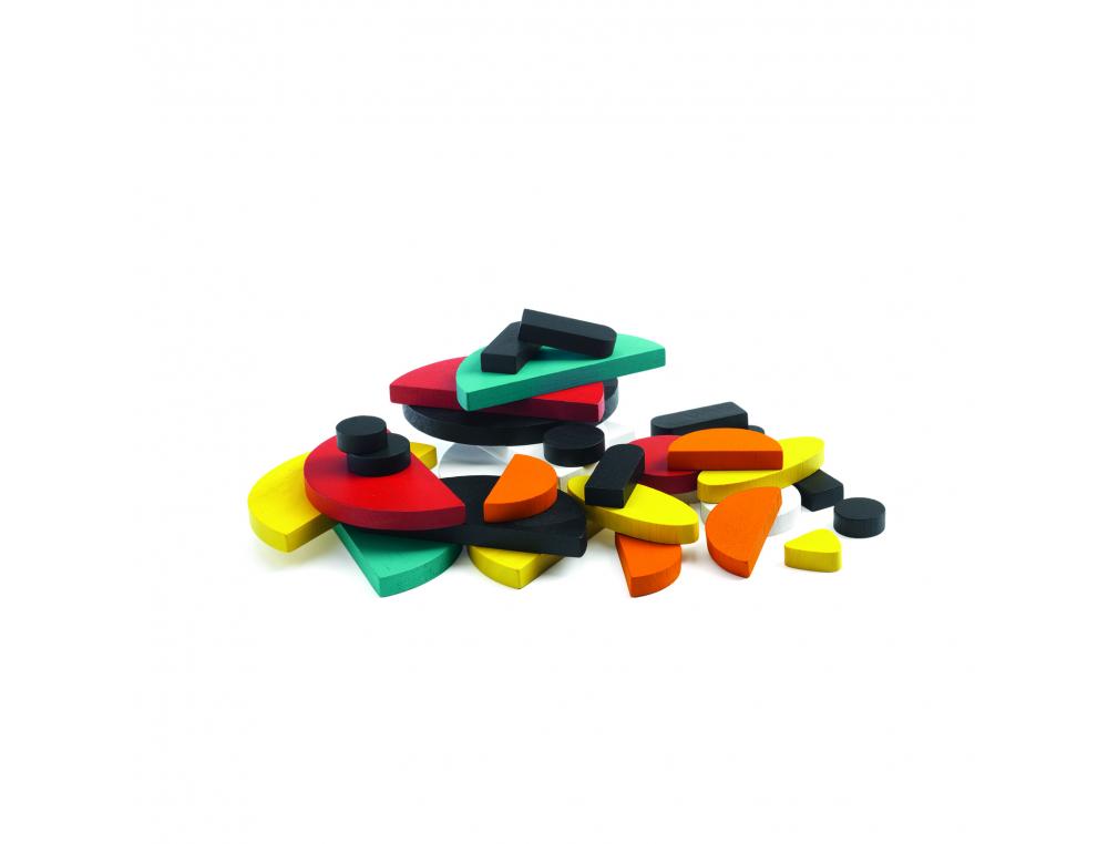 JEUX D ASSOCIATION DES FORMES ET DES COULEURS DJECO ZE      GEOANIMO 30 PIECES ET CARTES  MODELES