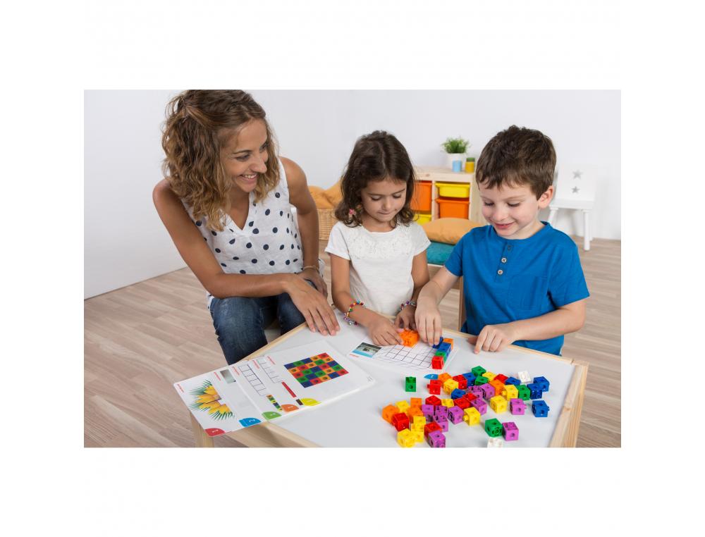 ATELIER CUBES MINILAND MATH PREMIERES NOTIONS             MATHEMATIQUES 100 CUBES 10    COLORIS ASSORTIS 20 CARTES D