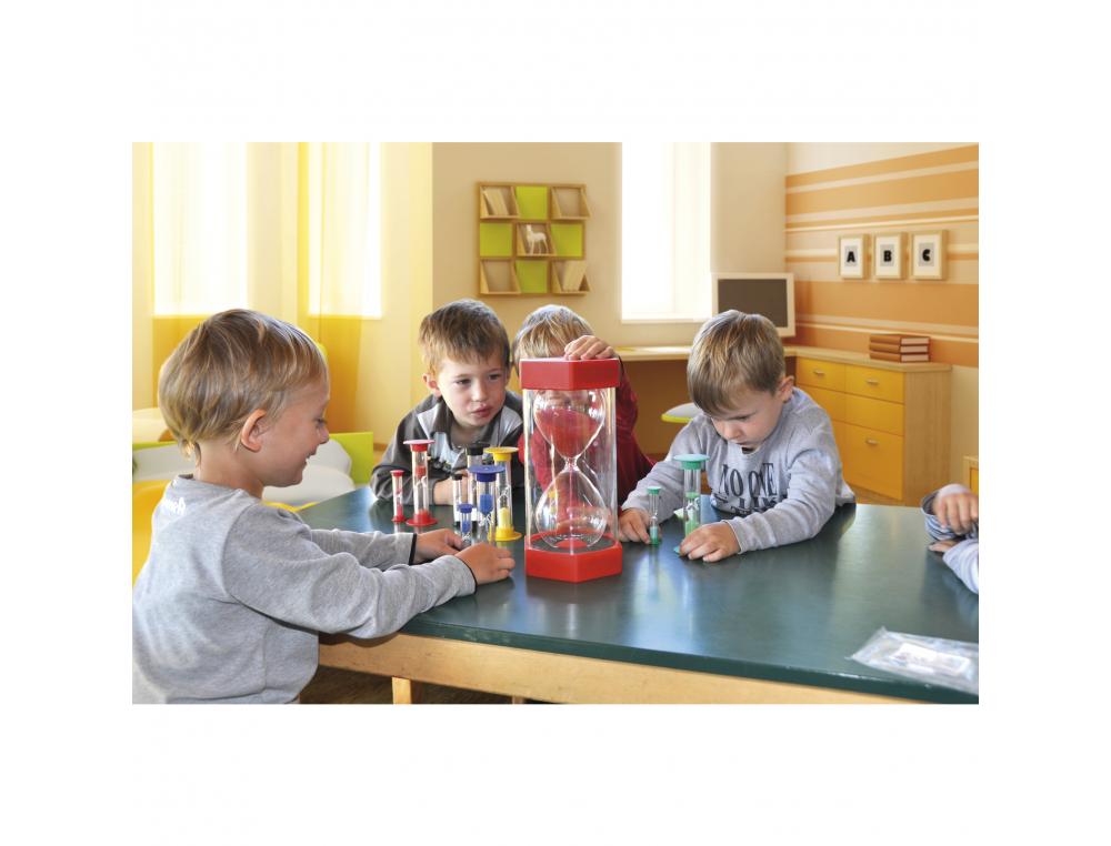 MESURE DU TEMPS EDUPLAY SABLIERS COULEUR DE SABLE ET DUREE DIFFRENTE LOT DE 5 COLORIS ASSORTIS