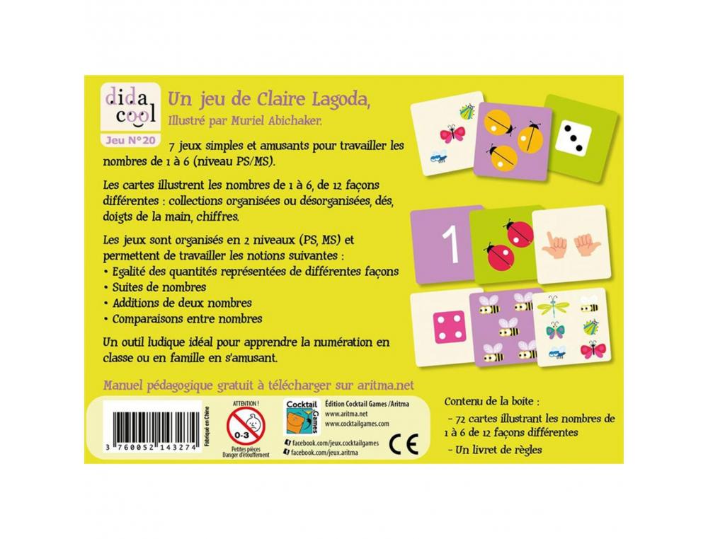JOUER AVEC LES CHIFFRES COCKTAIL GAMES NUMEDINGO 7 PETITS JEUX NOMBRE DE 1 A 6 EN 2 NIVEAUX 12 FACONS