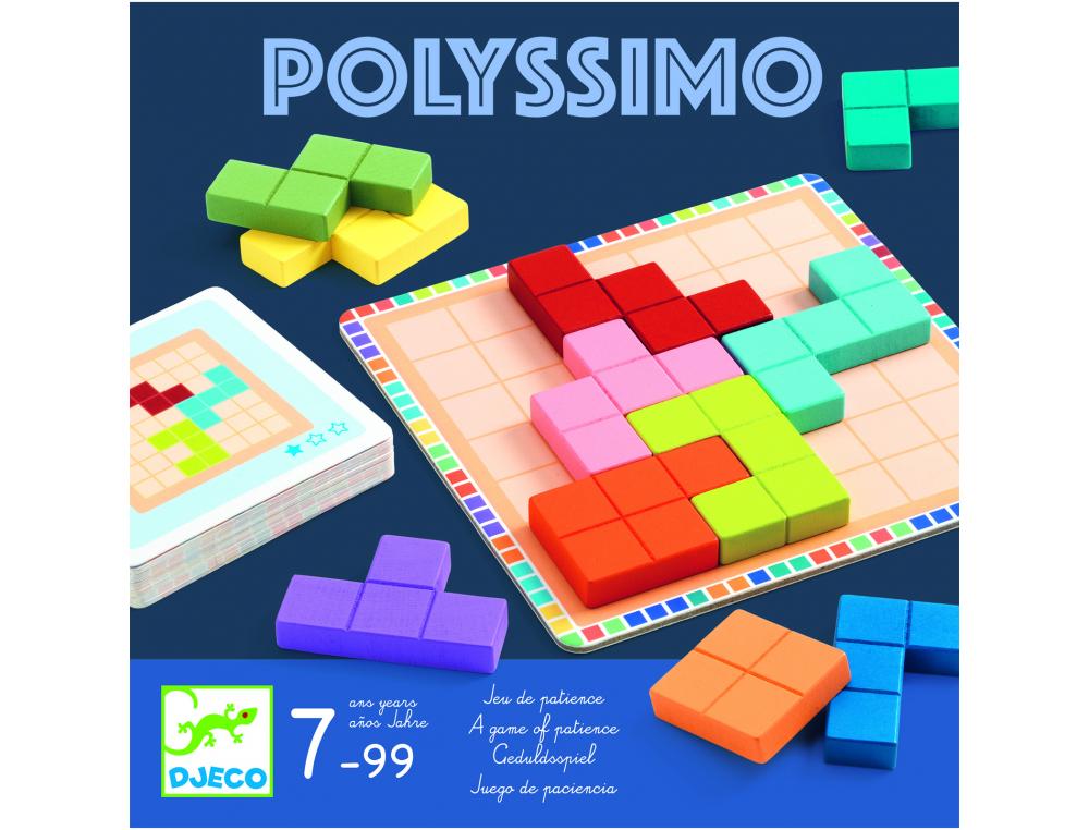 LOGIQUE REFLEXION DJECO POLYSSIMO 3 NIVEAUX 11 PIECES EN BOIS 30 CARTES DEFIS 1     PLATEAU QUADRILLE 1 JOUEUR