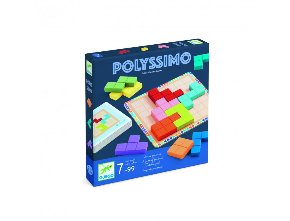LOGIQUE REFLEXION DJECO POLYSSIMO 3 NIVEAUX 11 PIECES EN BOIS 30 CARTES DEFIS 1     PLATEAU QUADRILLE 1 JOUEUR
