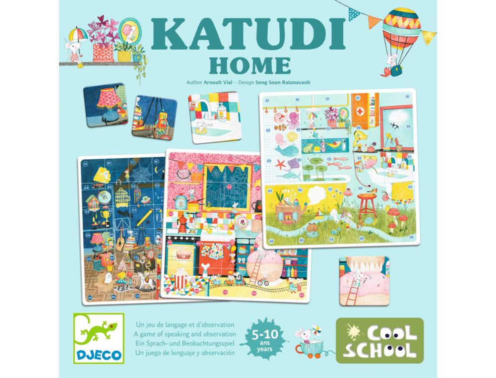 FRANCAIS DJECO KATUDI HOME JEU DE LANGAGE ET OBSERVATION 9 PLANCHES ET 86 PIECES 3 A 4 JOUEURS
