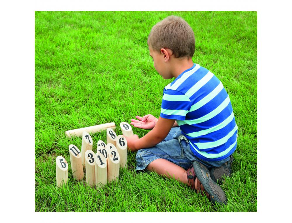 JEUX DE KERMESSE JEU D QUILLES NORDIQUES DE 1 A 12   JEU INTERIEUR OU EXTERIEUR 12 QUILLES 1 BATON BOIS