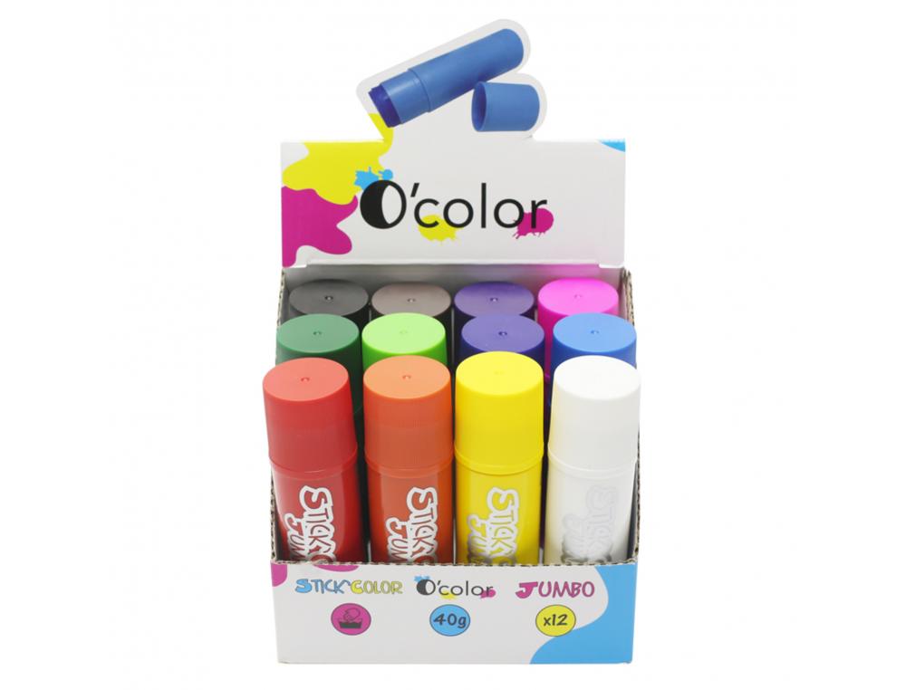 GOUACHE SOLIDE O COLOR STICK XXL SECHAGE ULTRA RAPIDE TOUS SUPPORTS 40G COLORIS ASSORTIS ETUI DE 12 UNITES