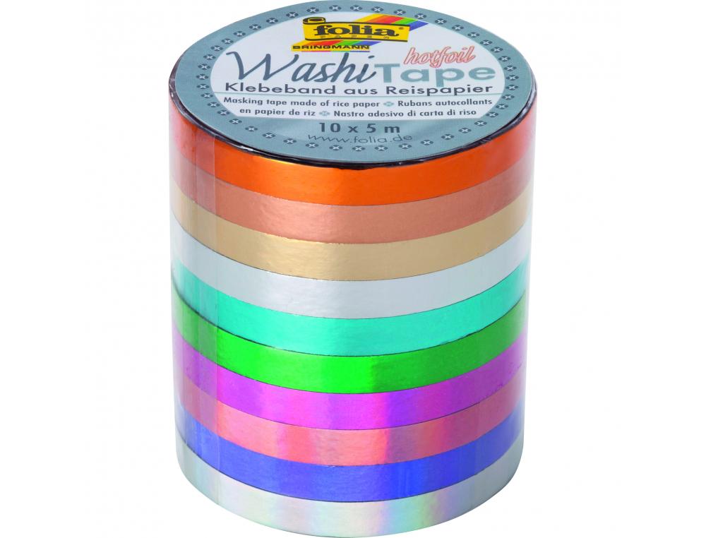 LOT MINI RUBANS FOLIA 3MMX5M 170G DORURE HOTFOIL UNI 10    UNITES COLORIS ASSORTIS