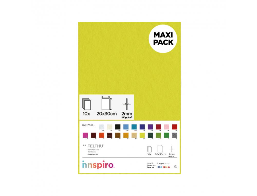 FEUTRINE INNSPIRO NON ADHESIVE 20X30CM 2MM COLORIS JAUNE LOT DE 10 COUPONS