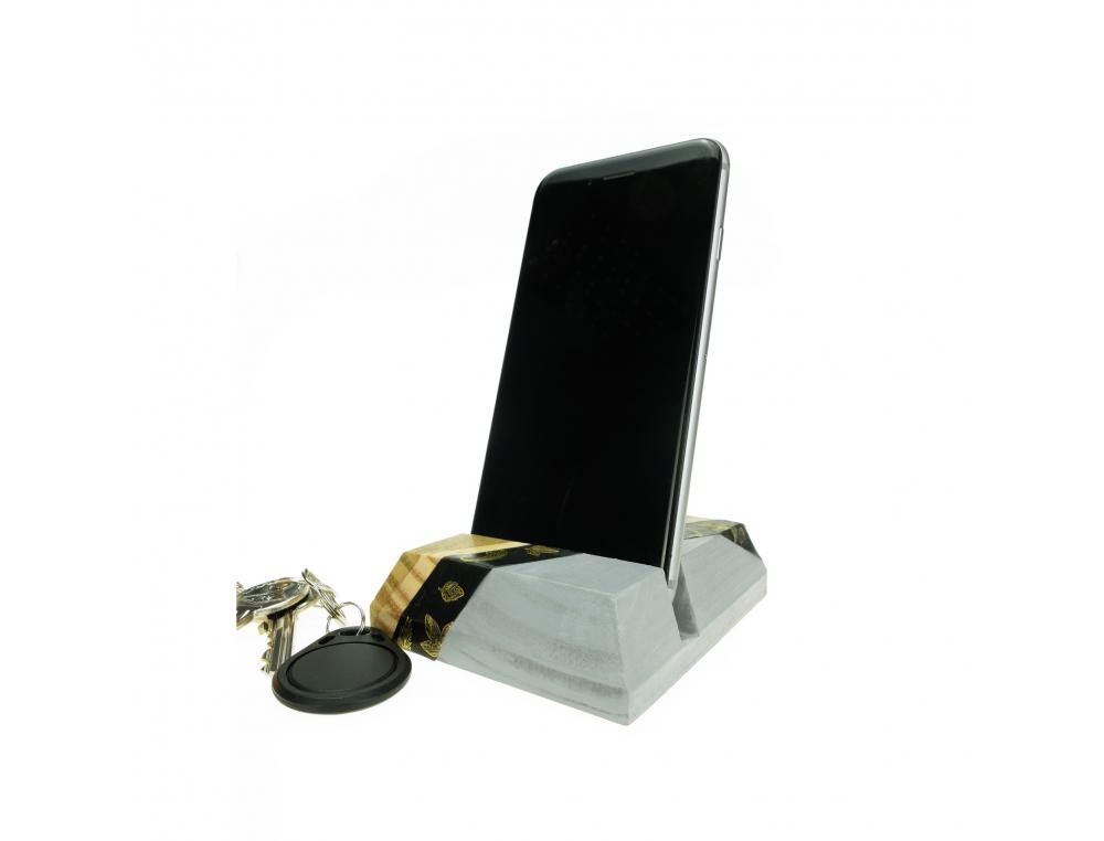 SUPPORT POUR TELEPHONE BOIS OCOLOR 9.5X8X2.5CM COLORIS    NATUREL