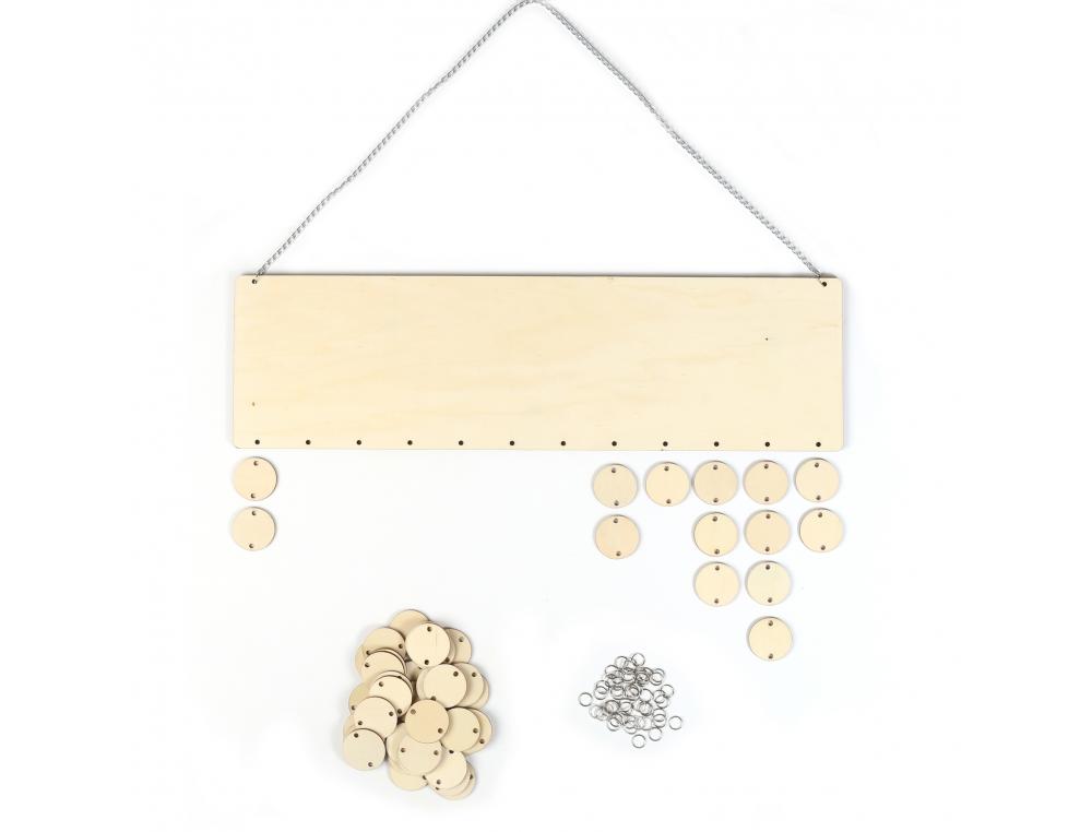 CALENDRIER PERPETUEL ANNIVERSAIRE GRAINE CREATIVE  BOIS AVEC 50 DISQUES A        DECORER