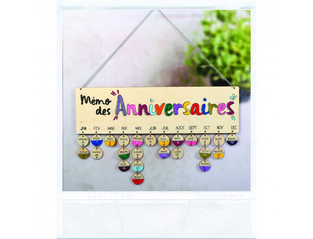 CALENDRIER PERPETUEL ANNIVERSAIRE GRAINE CREATIVE  BOIS AVEC 50 DISQUES A        DECORER